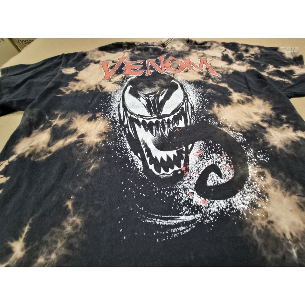 Marvel Spider-Man Venom Shirt Men's Medium Black Brown Tie Dye Universal Studio